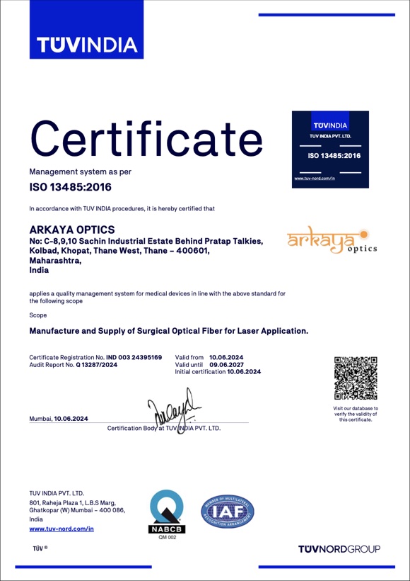 ISO 13485:2016 certificate